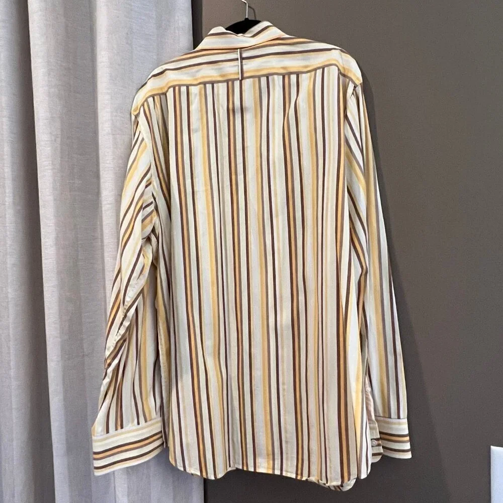 Men's Banana Republic Brown&Yellow Striped Long Sleeve Button Down Shirt Size XL